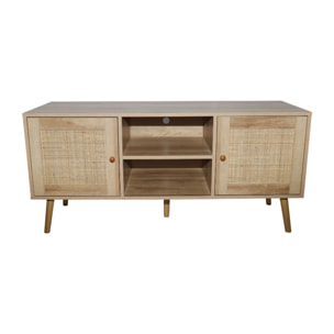 Buffet avec portes effet cannage et 2 niches 120 cm PATAN