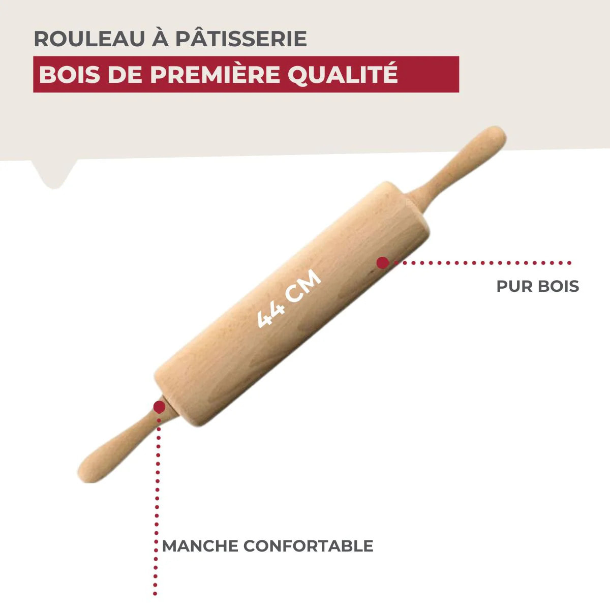 Rouleau à pâtisserie en bois 25 cm Fackelmann Wood Edition