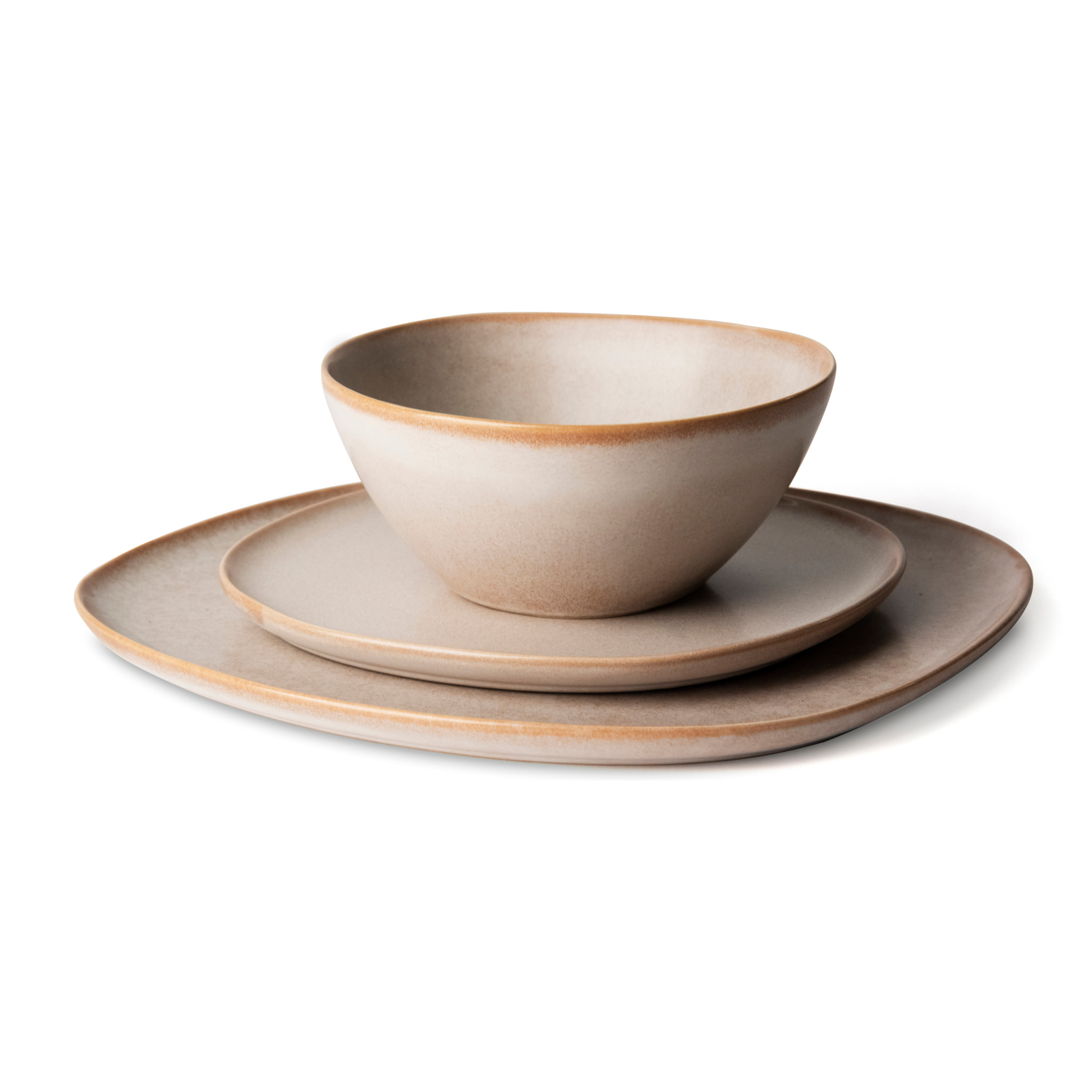 Service 12 assiettes Excelsa Stone, stoneware, blanc