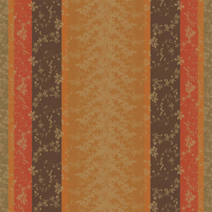 Nappe pur coton 220 g/m² motif jacquard orange marron Mille lierres automne