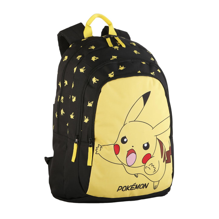 Pokemon Pikachu mochila primaria doble compartimento, de gran capacidad y adaptable a carro.