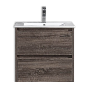 Ensemble meuble de salle de bain une vasque 60 cm marron Aquadoli