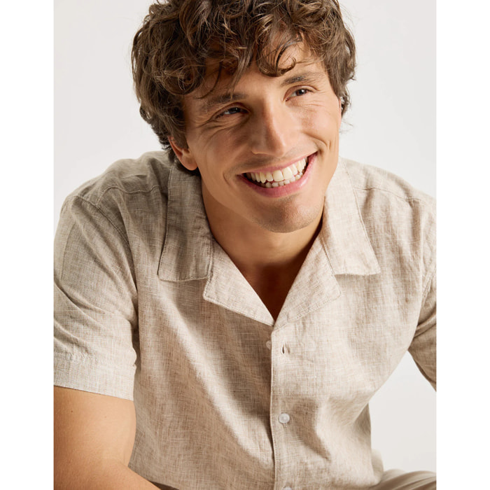 Camisa Lino Beige - Deon