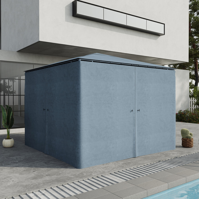 Parois latérales de rechange barnum tonnelle 3 x 3 m - 2 systèmes d'attache boucles ou crochets - zip - polyester gris