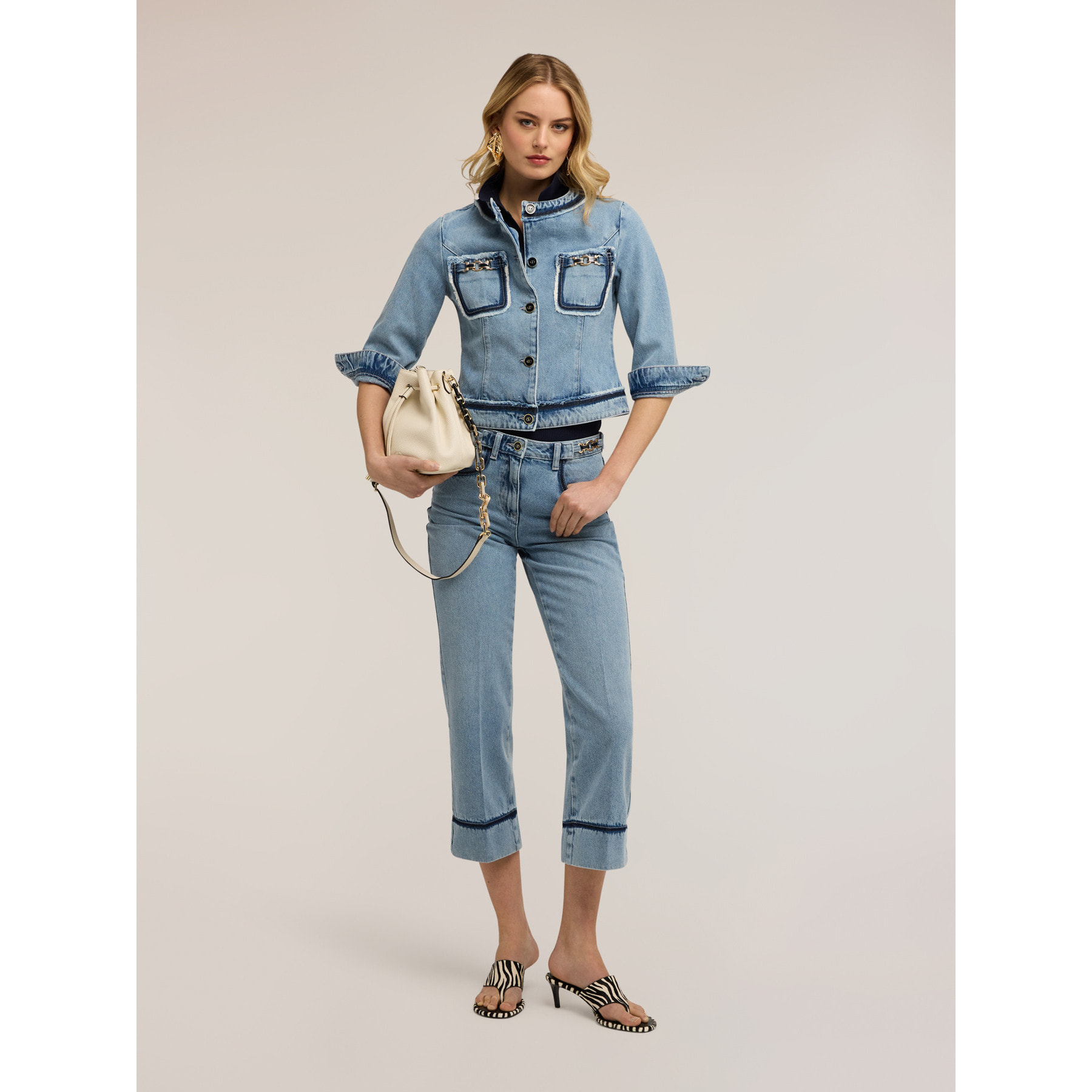 Motivi - Giacca in denim con catene - Azzurro