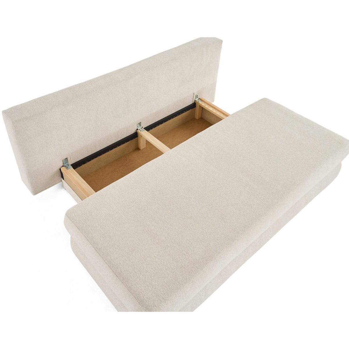Nora - canapé 3 places convertible avec coffre en tissu texturé - Beige
