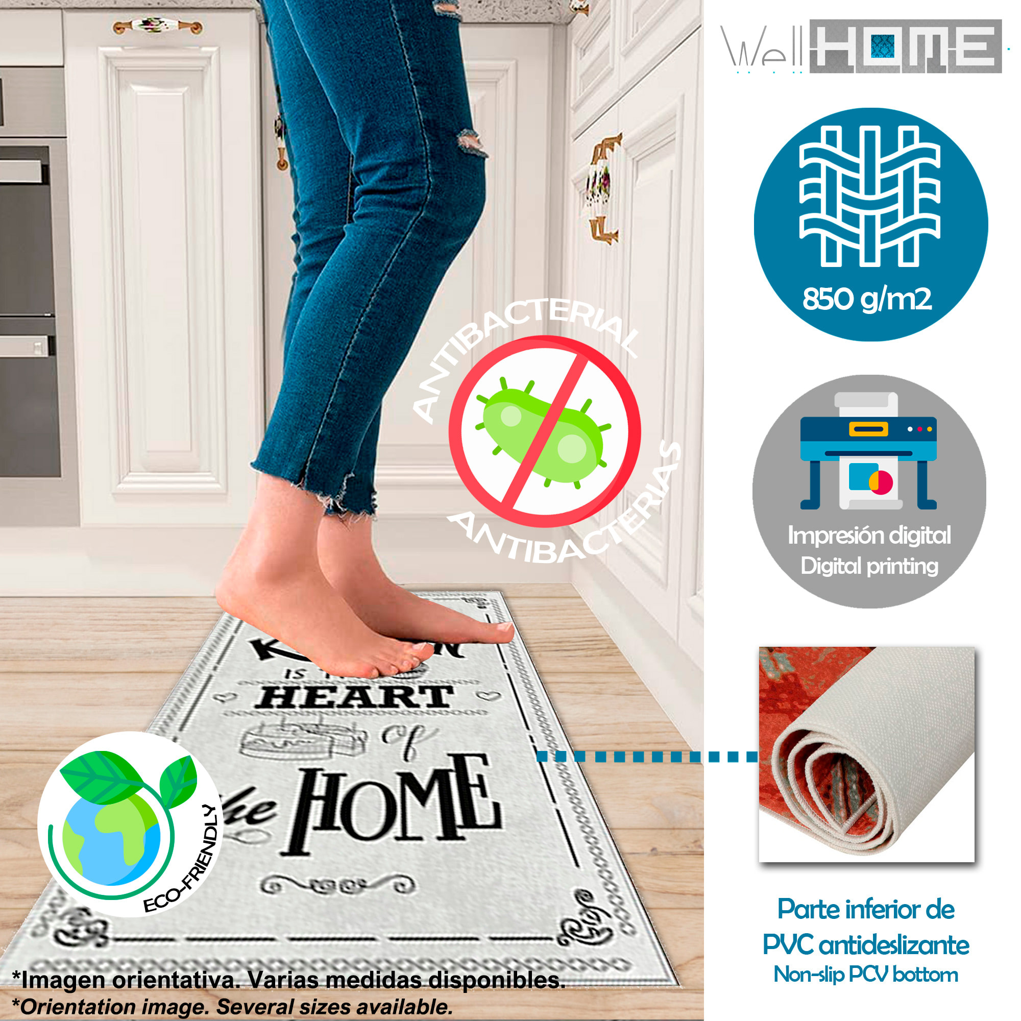 Alfombra de Poliester estampada 80 x 120cm