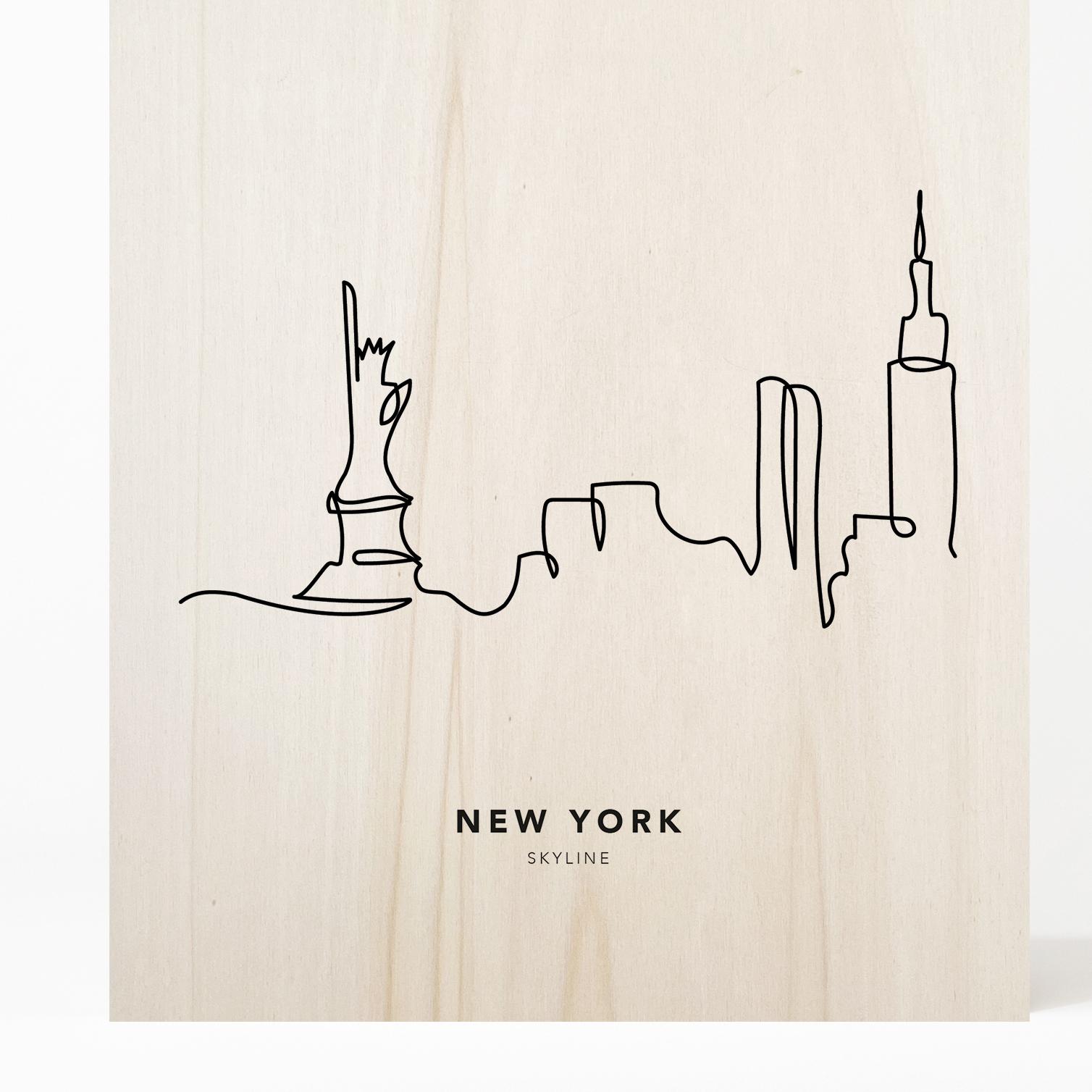 Tableau en bois New York Skyline Hauteur: 40 Longueur: 30 Largeur: 1