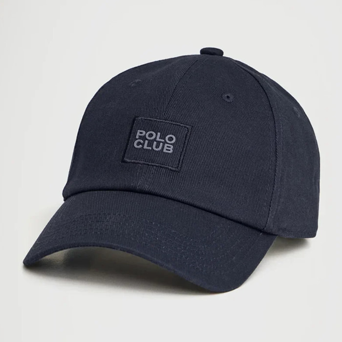 Gorra azul marino de seis paneles con logo Polo Club
