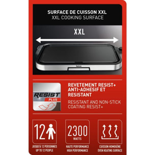 Plancha électrique TEFAL GIANT XL CB631D10 gris à poser, 55x30.4 cm