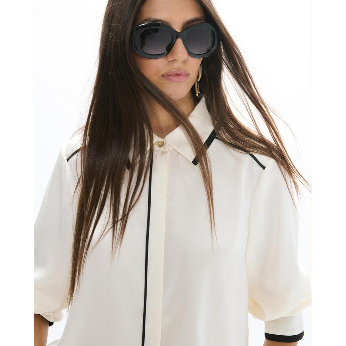 Camicia bicolore con colletto e polsini