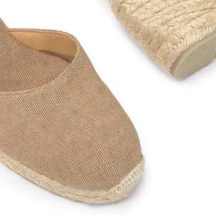 Alpargatas de cuña de mujer Carol en algodón acabado lavado, cierre lateral de pulsera con hebilla metálica