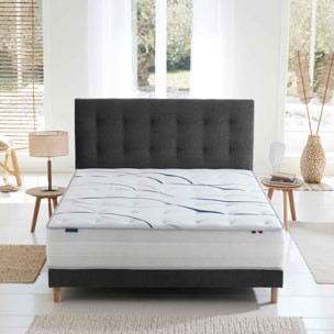 Ensemble matelas mémoire de forme MEMORIA avec sommier, chenille bouclettes gris anthracite