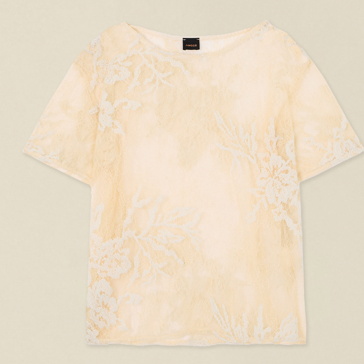 Oltre - Blusa in pizzo con ricamo floreale - Bianco