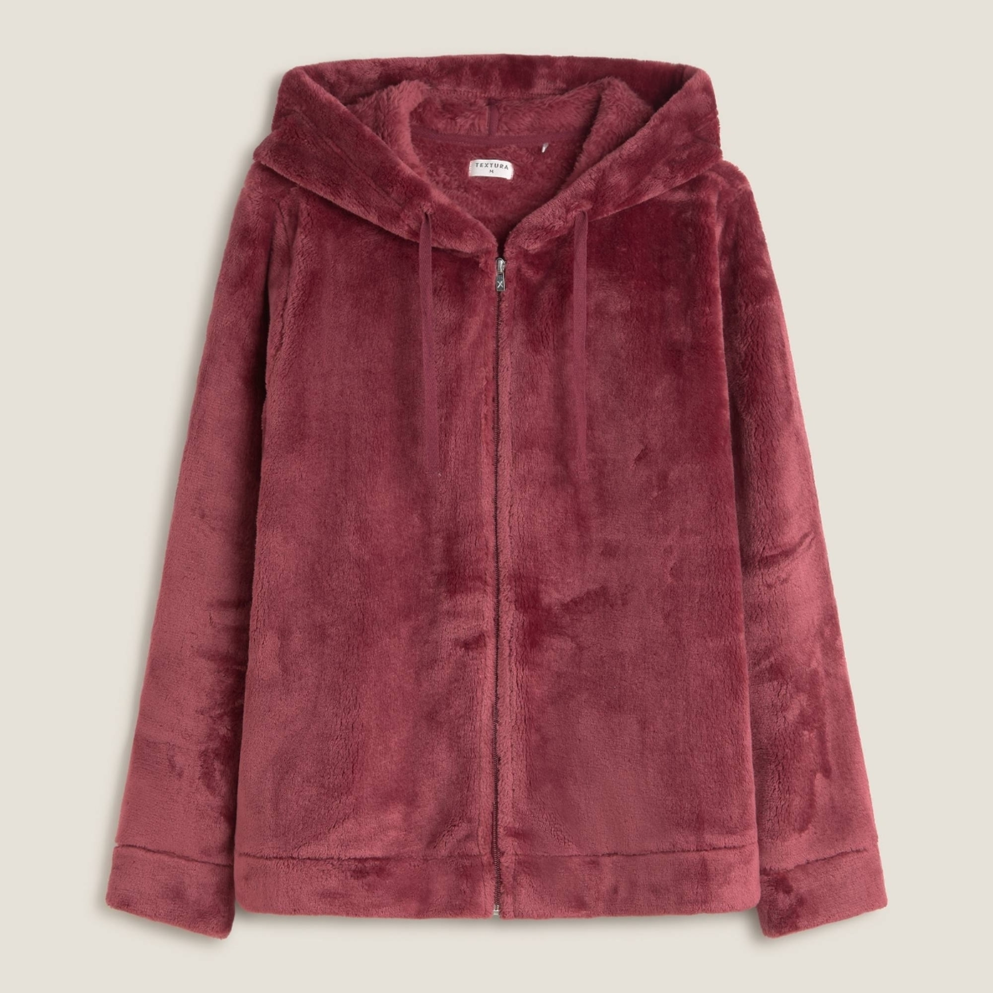 Chaqueta polar con capucha efecto pelo Este color rosa palo Poliéster