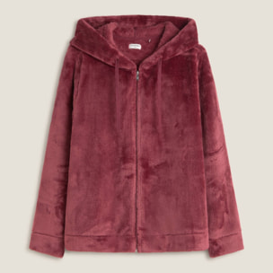 Chaqueta polar con capucha efecto pelo Este color rosa palo Poliéster