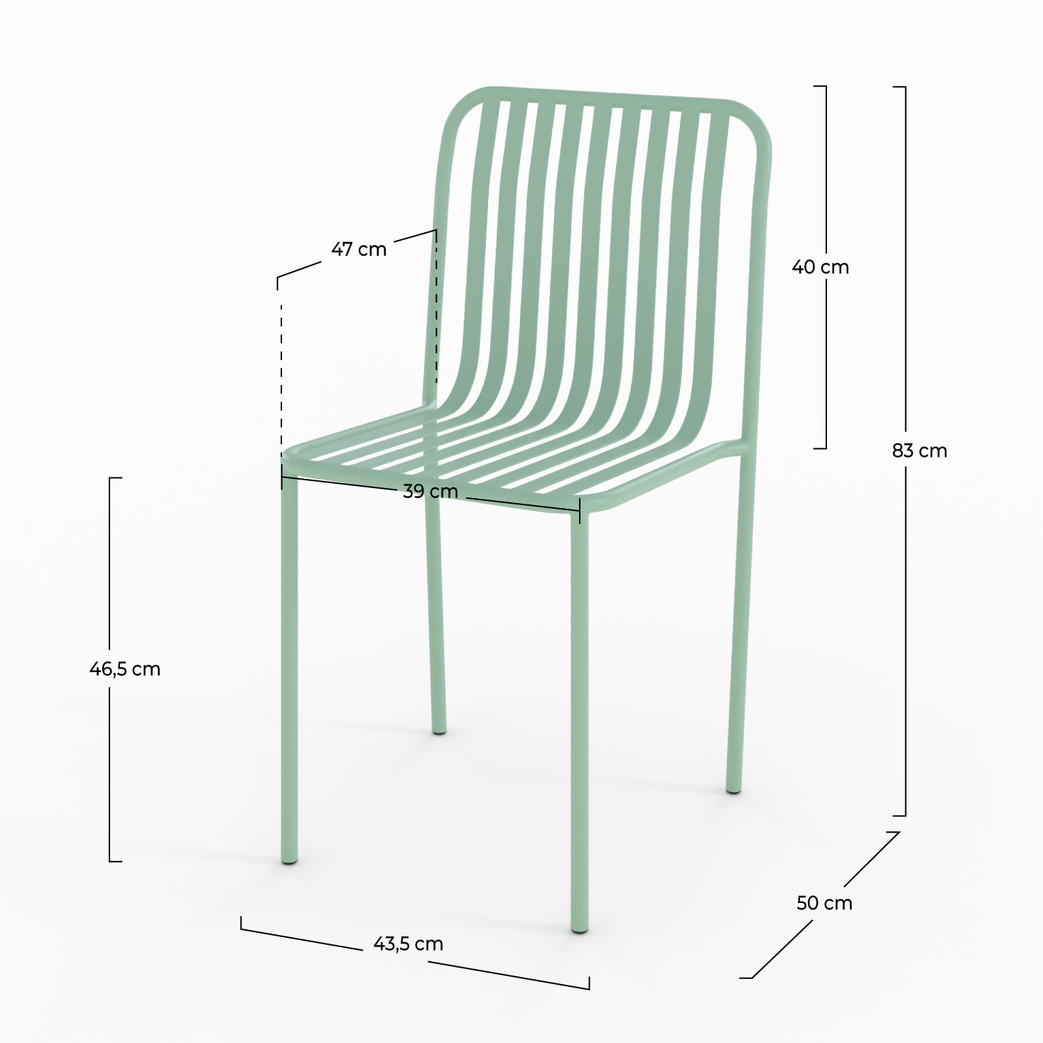 Lot de 2 chaises de jardin en métal vert clair - Yumi