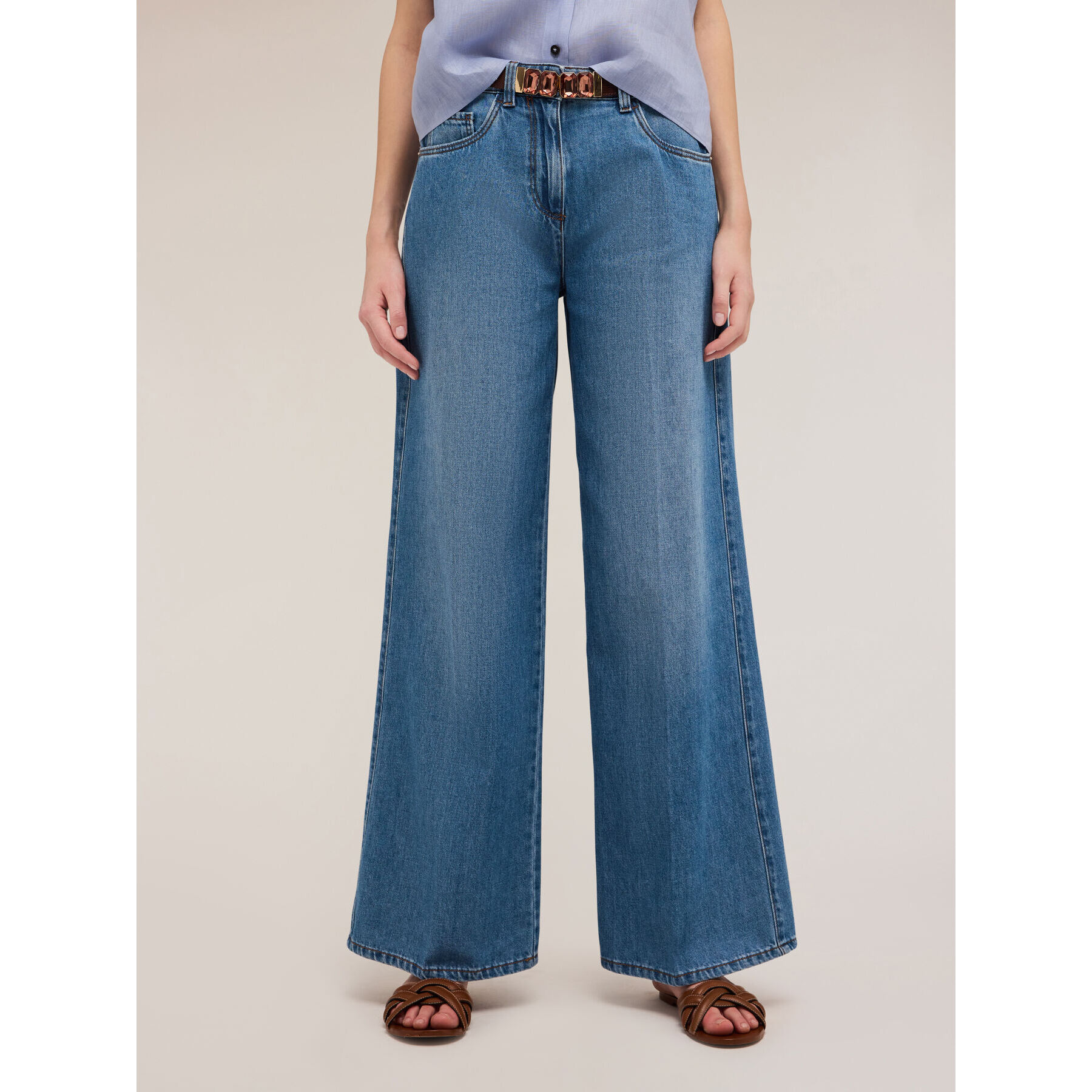 Motivi - Jeans wide leg light blue - Azzurro