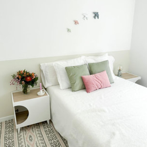 Mesita de noche Homely Pets Blanco - Roble