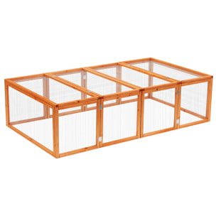 Clapier cage à lapins extérieur intérieur pliable 2 portes supérieures 181L x 100l x 48H cm bois massif pin