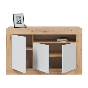 Aparador 3 Puertas 87x144x42 Cm Roble Nodi Y Blanco Artik