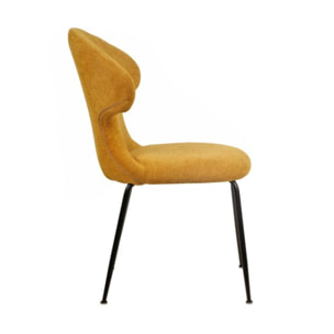 Chaise en tissu doux avec piètement en métal noir - SILVIO