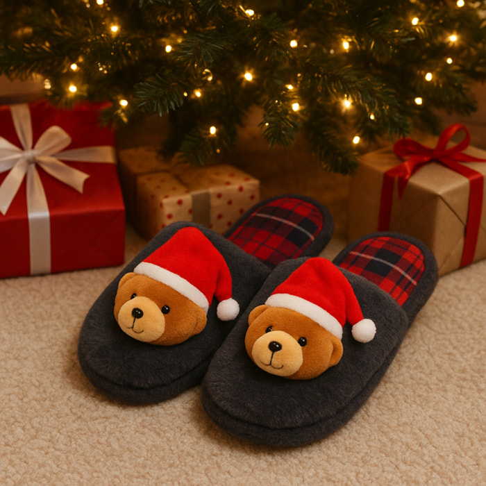 Intrecci – Ciabatte natalizie Xmas Bear in pelliccia sintetica