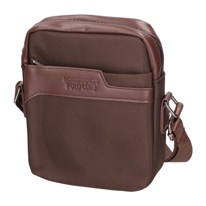 Borsa a tracolla uomo - Modello False - Pelle PU e Tessuto - 18.0 x 21.0 x 4.0 cm