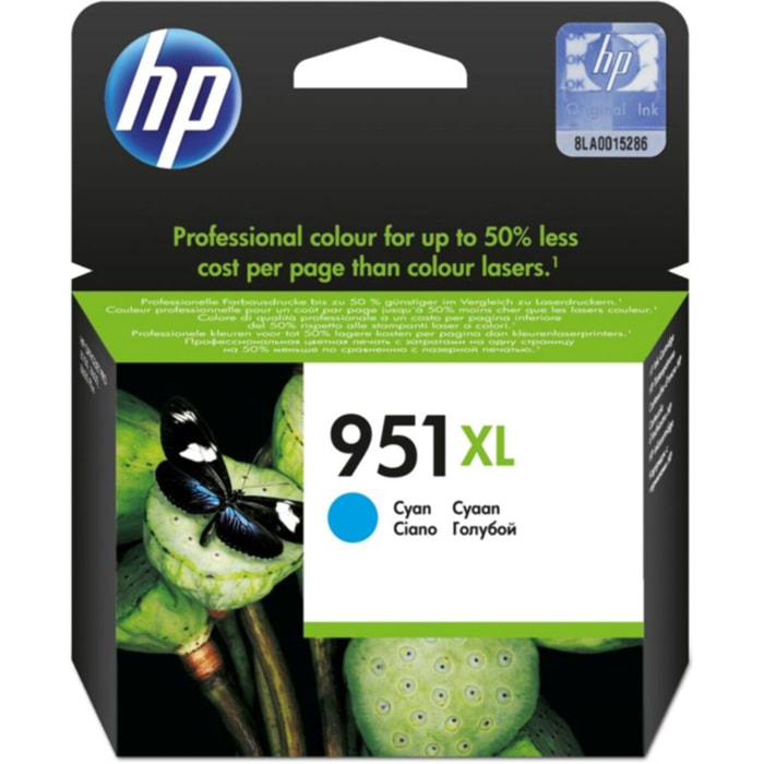 Cartouche d'encre HP Originale 951 XL Cyan Haute Capacité - CN046AE