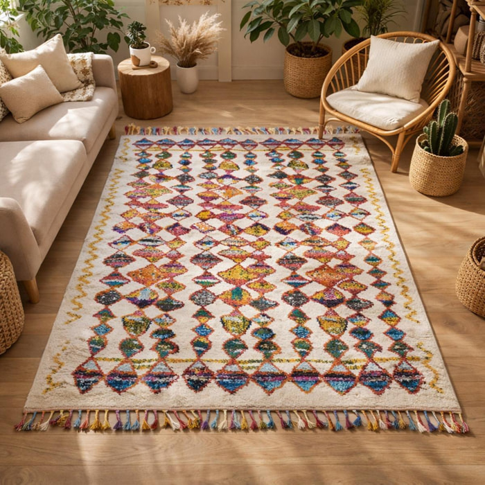 Tapis Noso multicolore motif traditionnel berbère