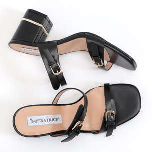 Sandali in simil pelle con fasce sottili e tacco comodo