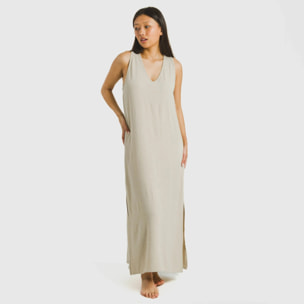 Vestido largo tirantes bambula liso