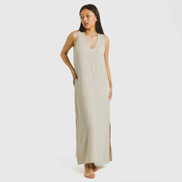 Vestido largo tirantes bambula liso