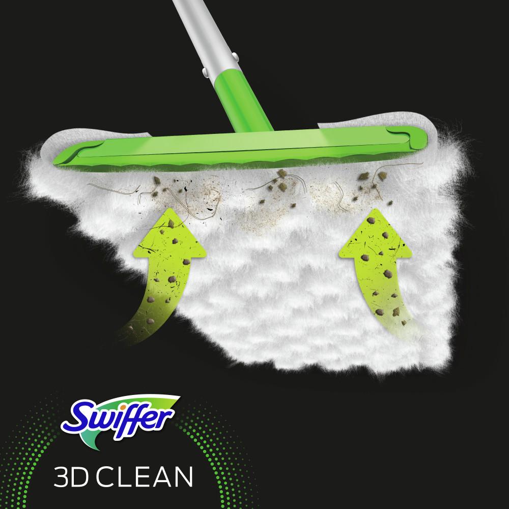Kit de démarrage Swiffer 3D Clean : 1 Balai, 4 Lingettes Sèches Et 2 Lingettes Humides