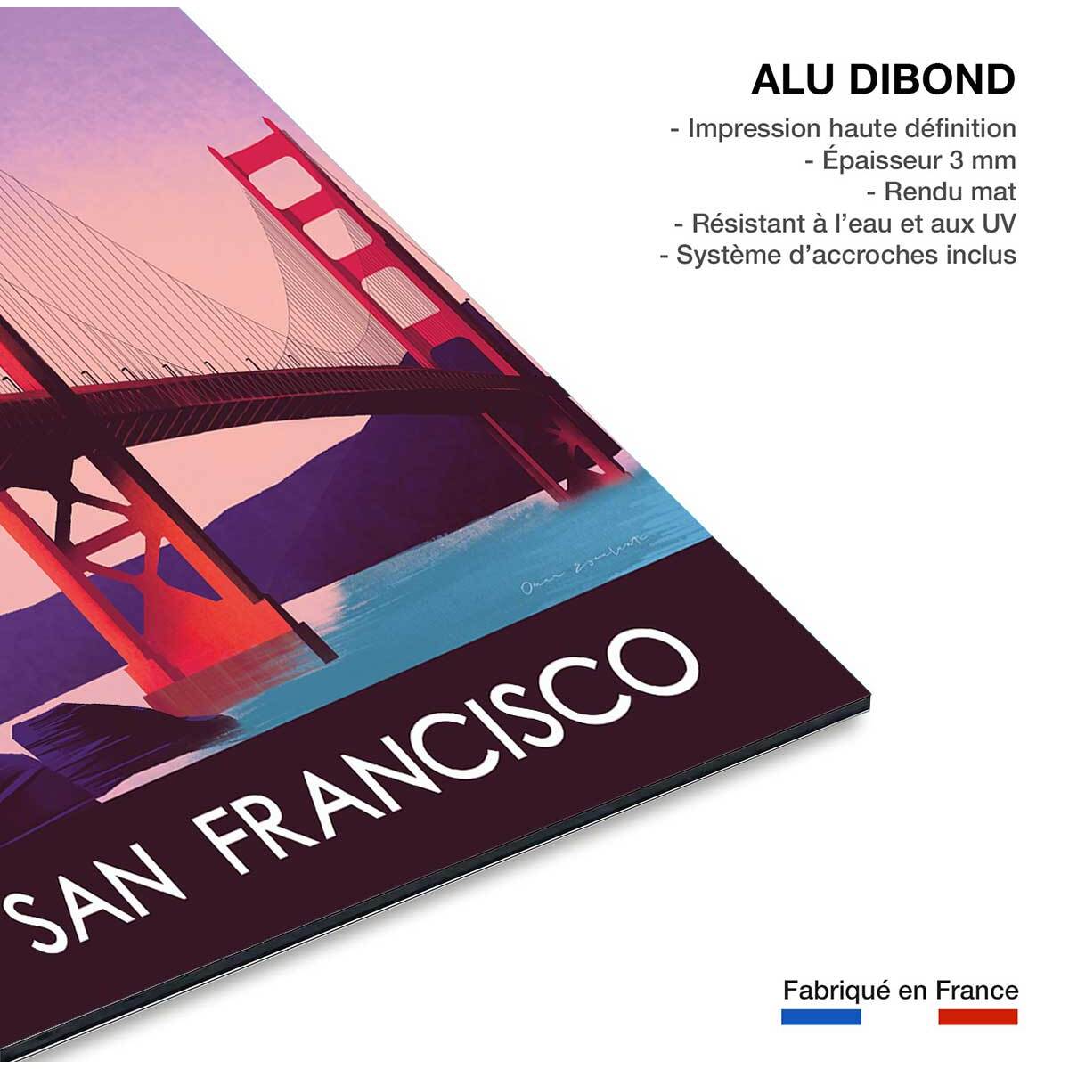 Tableau deco ville Le pont de San Francisco Tableau alu Dibond
