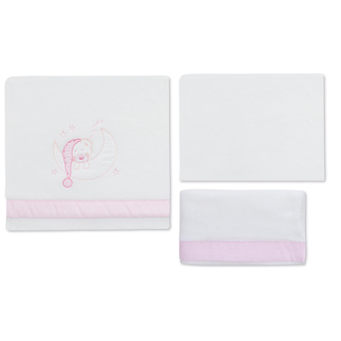 Juego 3 Pcs Coche Coralina Mod Bear Sleeping Bco/Rosa