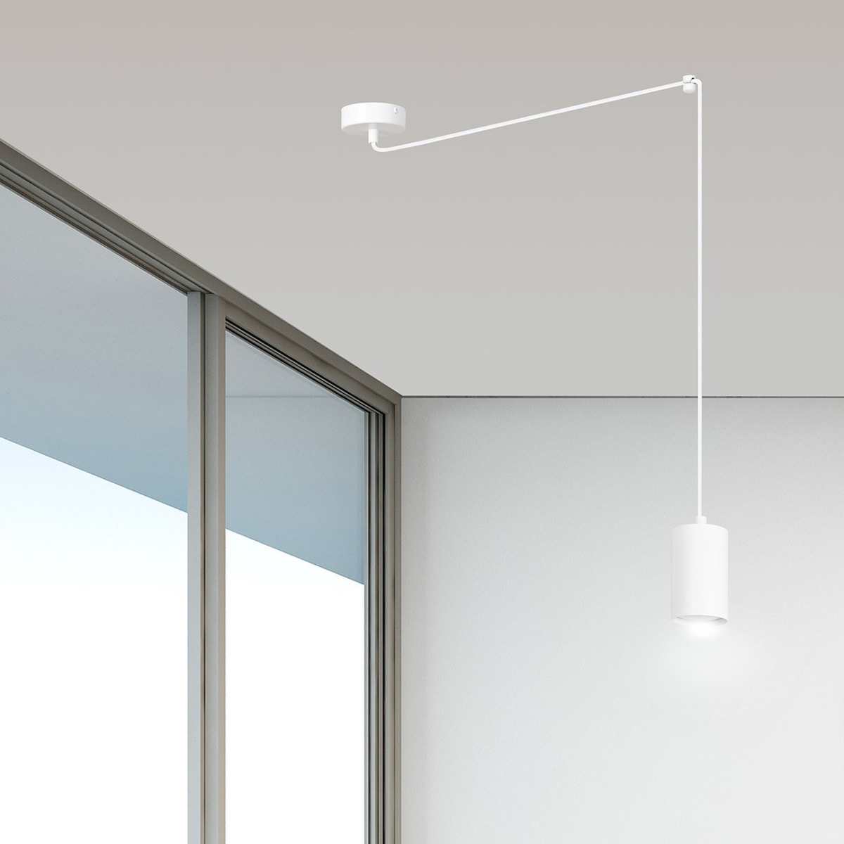 Lampada a sospensione TRAKER in acciaio bianco opaco