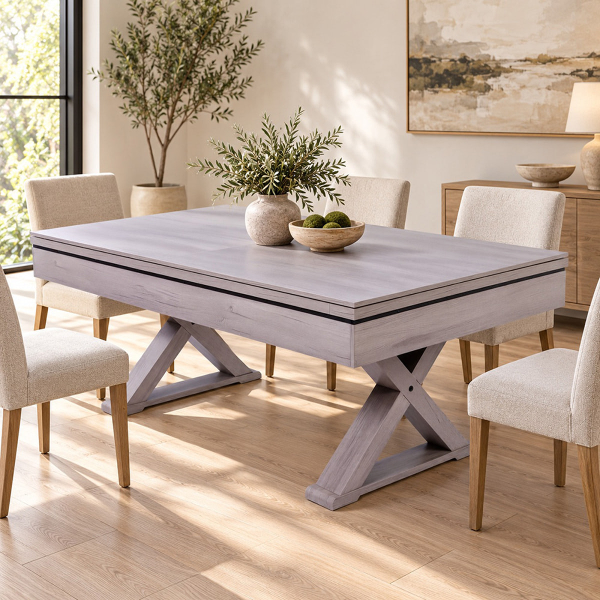 Table multi-jeux ping-pong et billard en bois gris ARIZONA