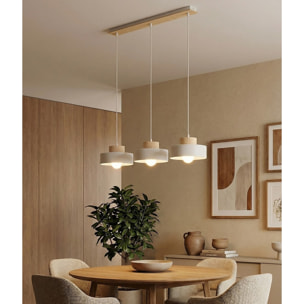 Lampada a sospensione KIVI in acciaio bianco opaco e legno