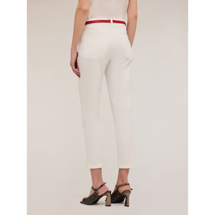 Motivi - Pantalón modelo carrot Rianne de algodón - Blanco