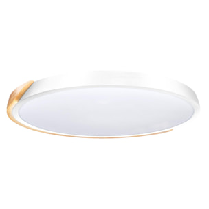 Forlight - Plafón LED 64W Regulable, Luz Ajustable 3000K-6000K, Diseño Moderno Blanco y Madera, Diámetro 61 cm, Ideal para Interiores Acogedores y Luminosos