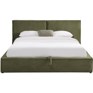Lit coffre avec tête de lit en velours côtelé - ARNO