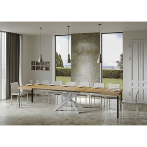 Tavolo allungabile 90x130/390 cm Volantis quercia natura telaio bianco
