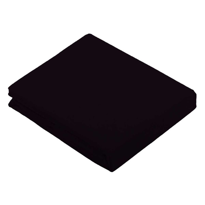 Drap Plat Uni en 100 % Coton - Noir