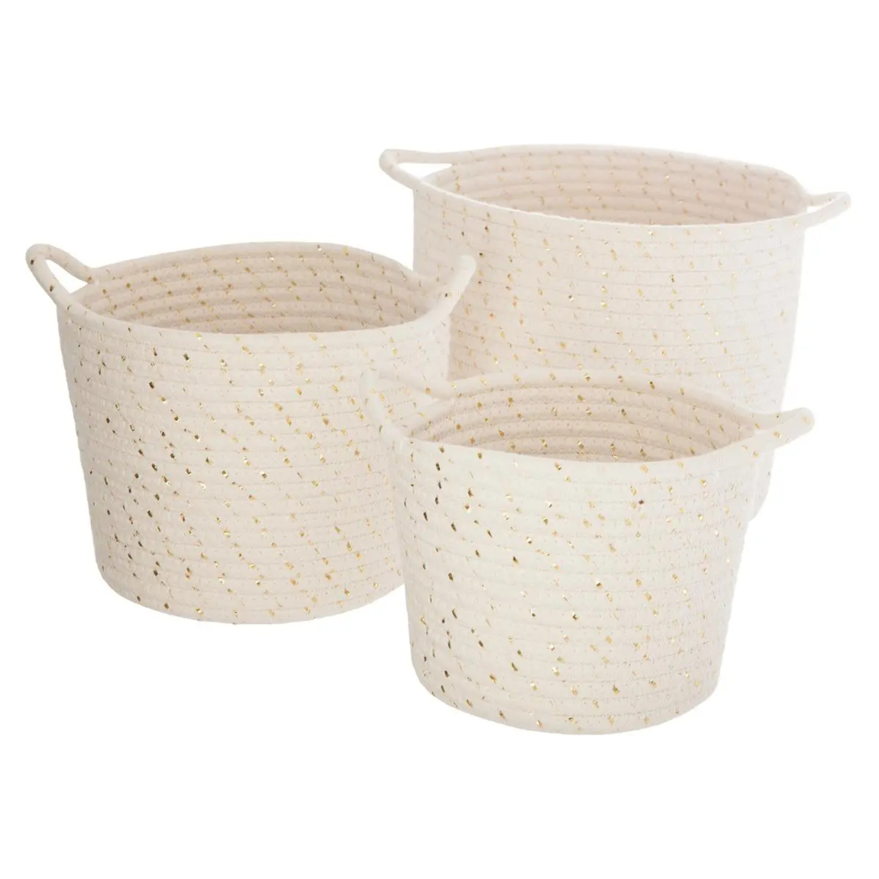 Set de 3 paniers à anses enfant"Lurex" - blanc