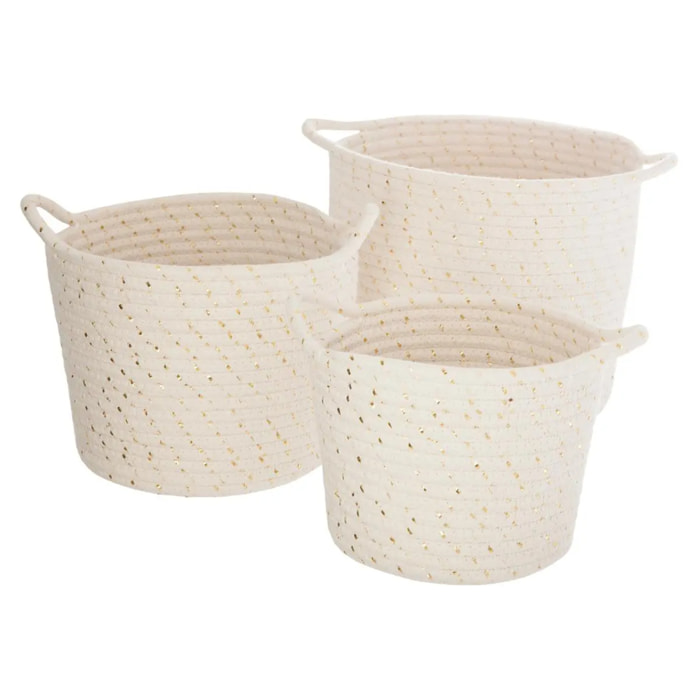 Set de 3 paniers à anses enfant"Lurex" - blanc