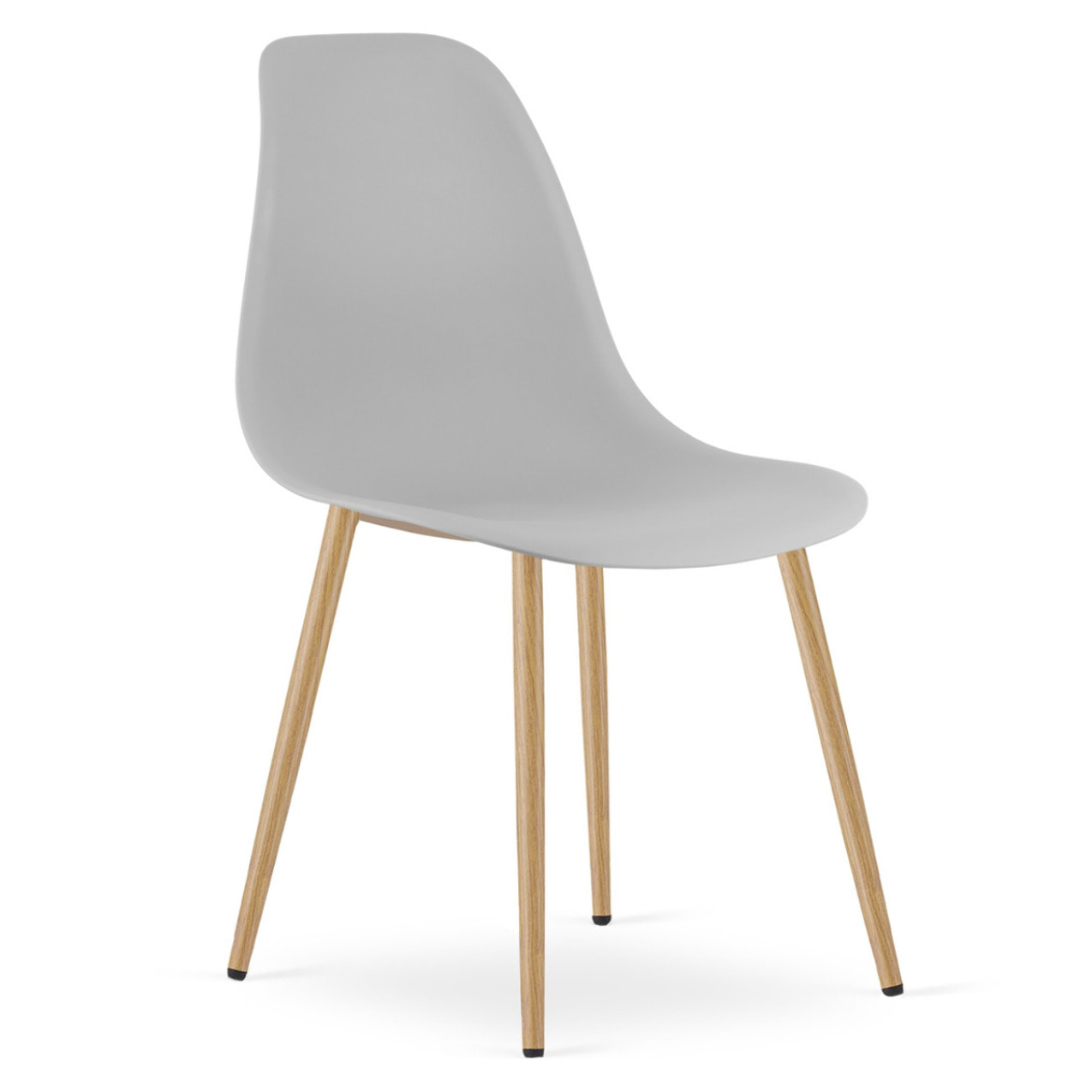 Sedia scandinava WAT in polipropilene grigio e metallo effetto legno