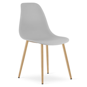 Sedia scandinava WAT in polipropilene grigio e metallo effetto legno