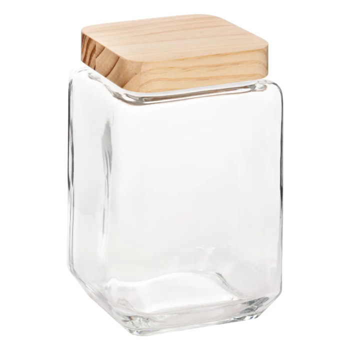 Bocal verre carré couvercle pin "Pin" 1,7L