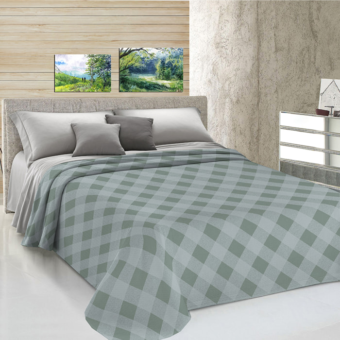 Copriletto di cotone lovely check verde 100% cotone